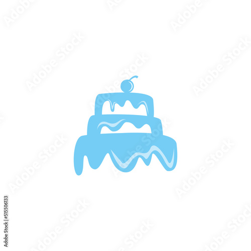 Flat wedding cake logo design vector illustration idea