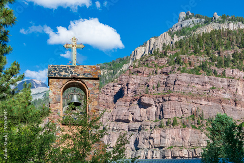 St. Daniels Belltower in front of the Mountains Outside of Ouray photo