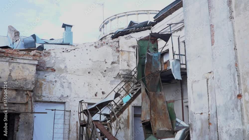 Build in the city after shelling during the war in Ukraine Build in the city after shelling during the war in Ukraine
