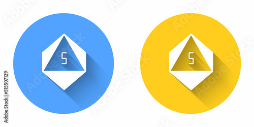 Free Download White Game dice icon isolated with long shadow background. Casino gambling. Circle button. Vector - GFXLoad