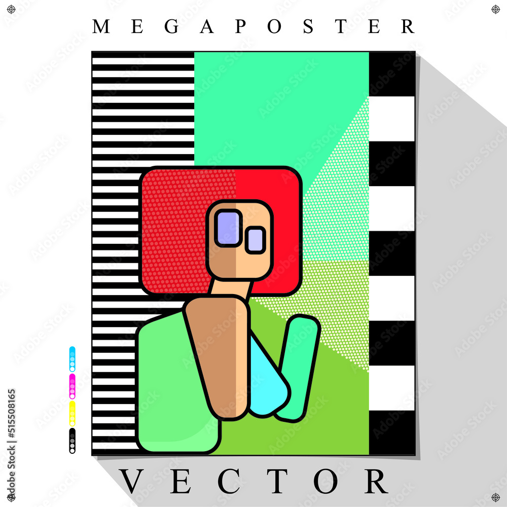 Desenho de personagem Colorido em Vetor para Poster - obrazy, fototapety, plakaty 