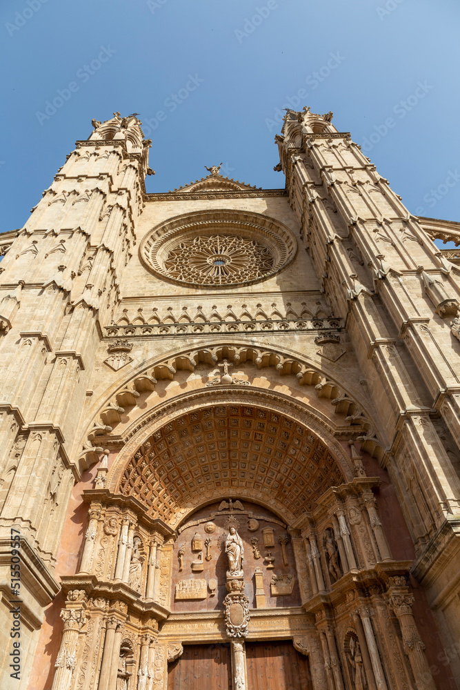 Architectural details of the gothic La Seu Cathedral of Palma de Mallorca