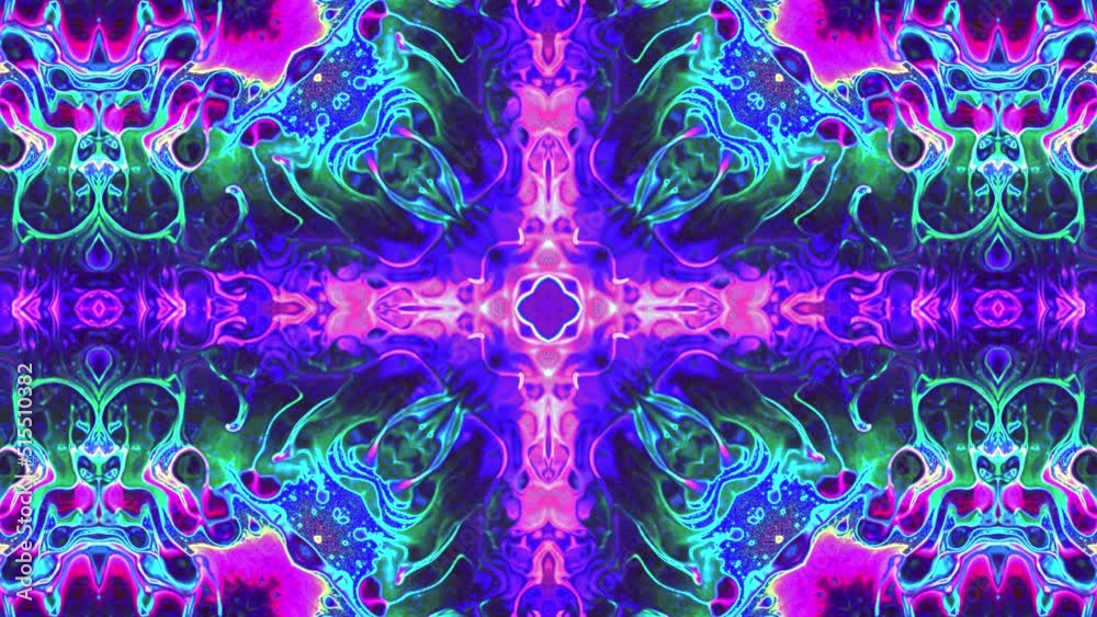 4K – Neon Fluid Trippy Kaleido, Animation.3840×2160.10 Second Long.LOOP.