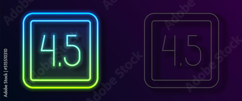 Glowing neon line Film or movie cinematography rating or review icon isolated on black background. Vector