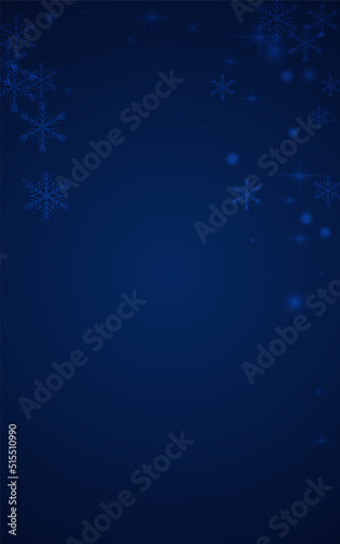 White Confetti Vector Blue Background. New Snow