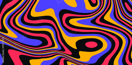 Op-art trippy acidic background with distorted texture in neon colors. Concept of hallucinations and visions.