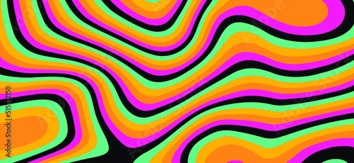 Op-art trippy acidic background with distorted texture in neon colors. Concept of hallucinations and visions.