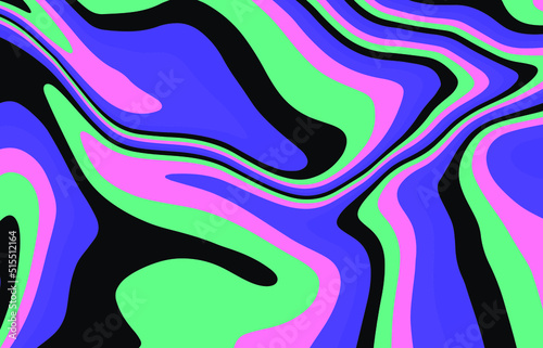 Op-art trippy acidic background with distorted texture in neon colors. Concept of hallucinations and visions.