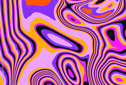 Op-art trippy acidic background with distorted texture in neon colors. Concept of hallucinations and visions.