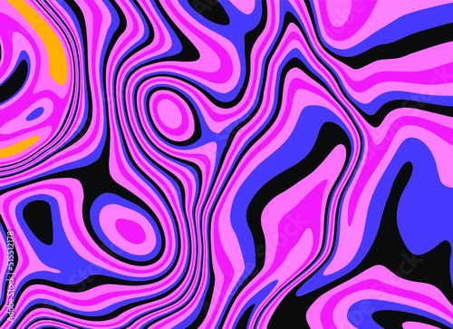 Op-art trippy acidic background with distorted texture in neon colors. Concept of hallucinations and visions.