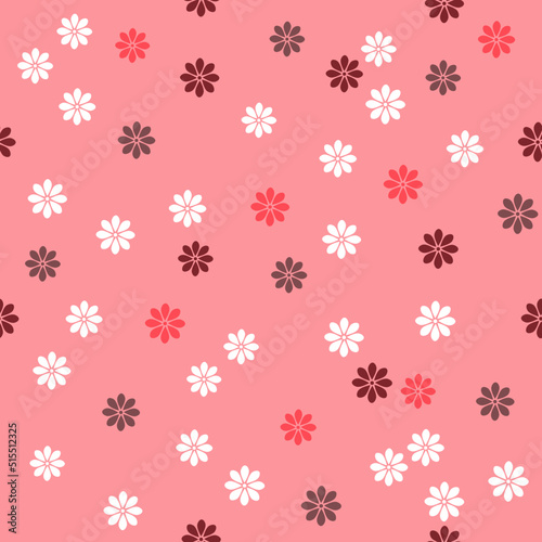 Seamless pattern of small flowers on pink background