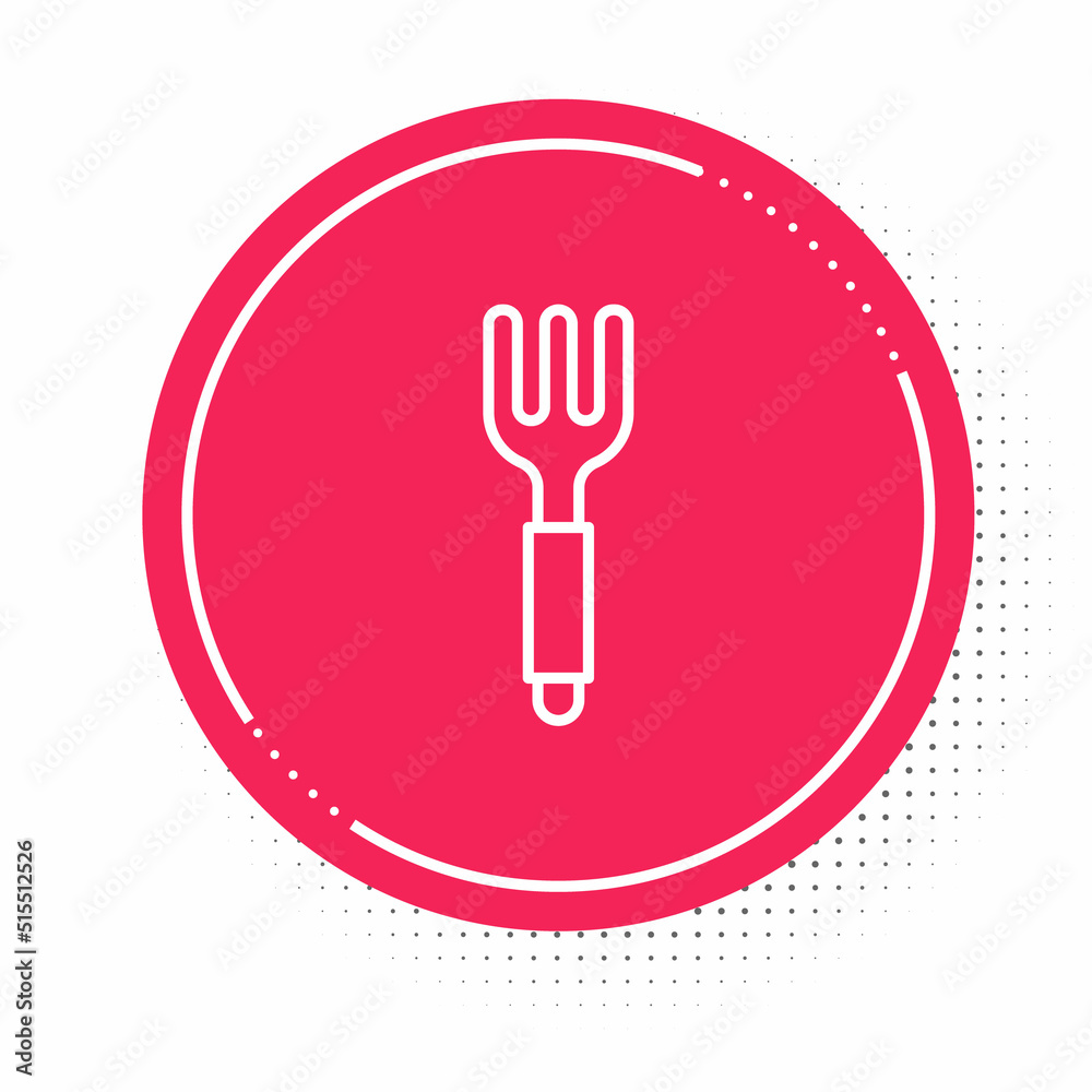 White line Fork icon isolated on white background. Cutlery symbol. Red circle button. Vector White line Fork icon isolated on white background. Cutlery symbol. Red circle button. Vector