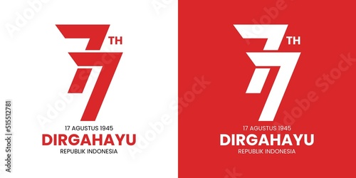 creative number 77 logo Indonesia independence modern vector