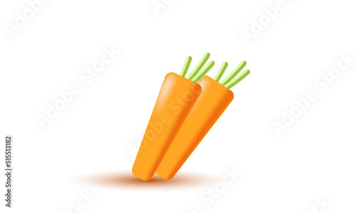 unique 3d rendering carrot icon orange isolated on background.Trendy and modern vector in 3d style.