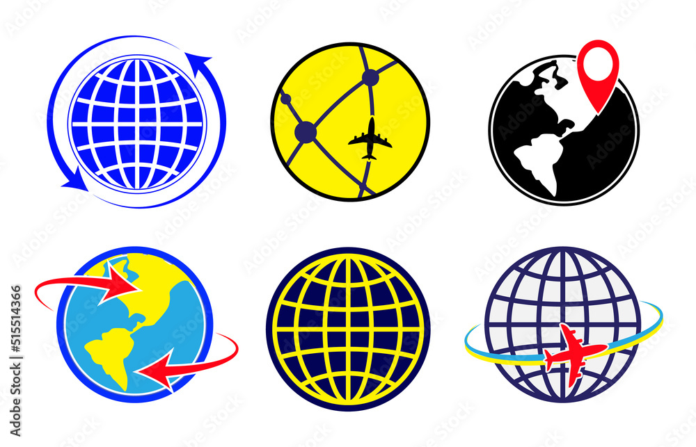 set of world map globe icon isolated. eps vector set of world map globe icon isolated. eps vector