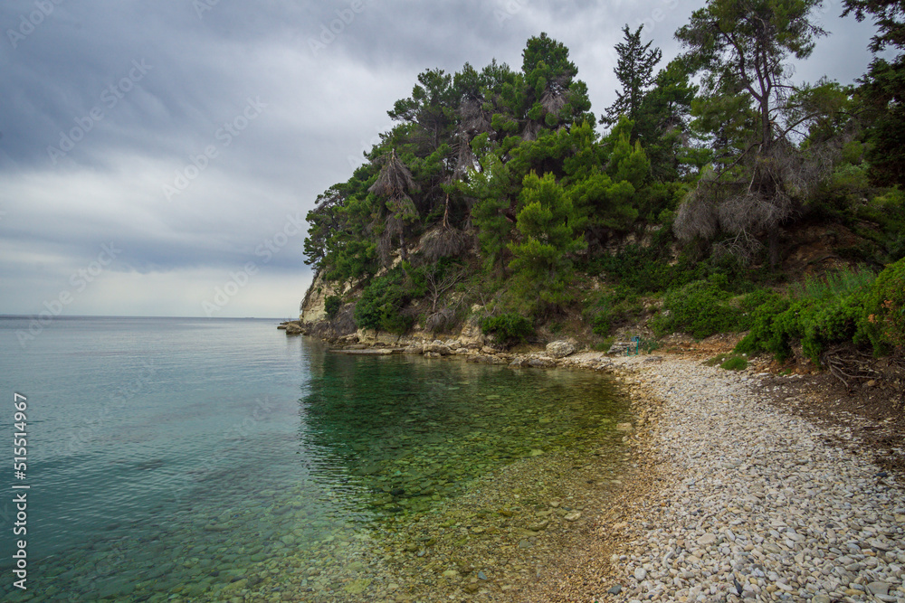 Panoramic view of Chrysi Milia beach in Alonnisos island, Greece, Europe