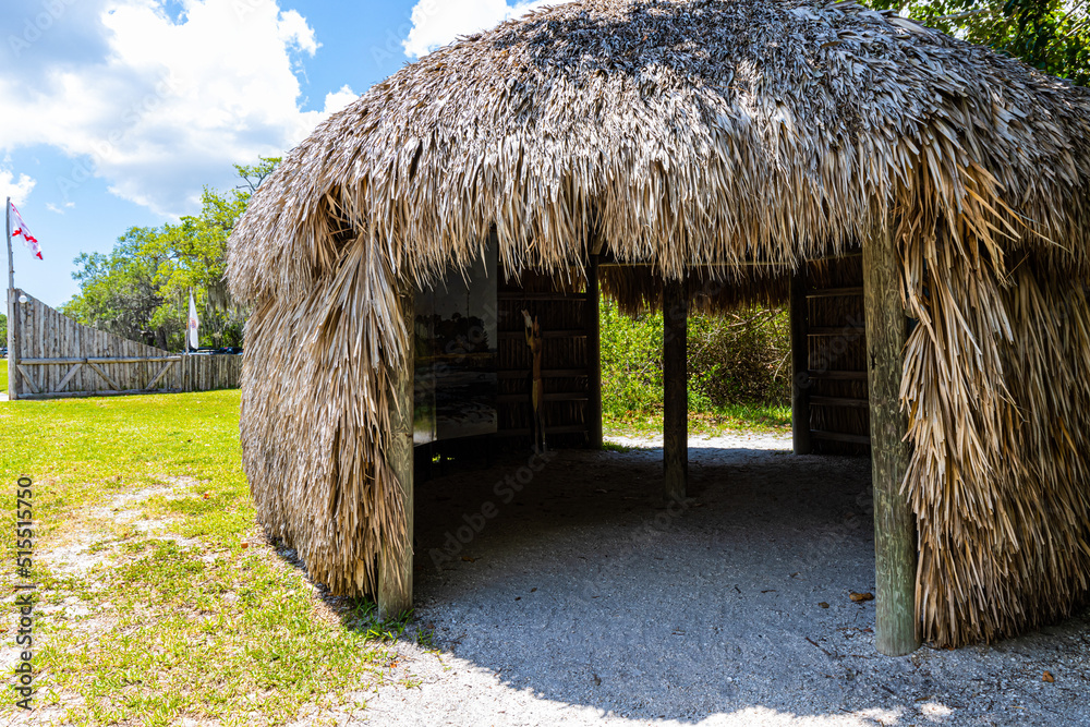Thatch Hut Interpretive Center at De Soto National Memorial, Bradenton, Florida, USA Thatch Hut Interpretive Center at De Soto National Memorial, Bradenton, Florida, USA