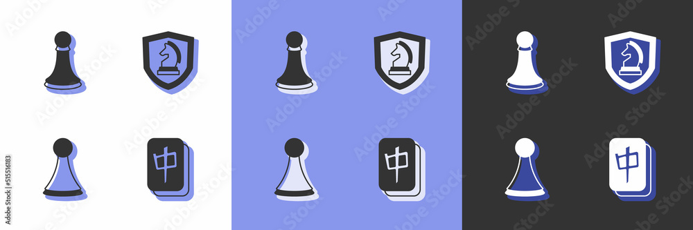 Set Mahjong pieces, Chess pawn, Chip for board game and icon. Vector Set Mahjong pieces, Chess pawn, Chip for board game and icon. Vector
