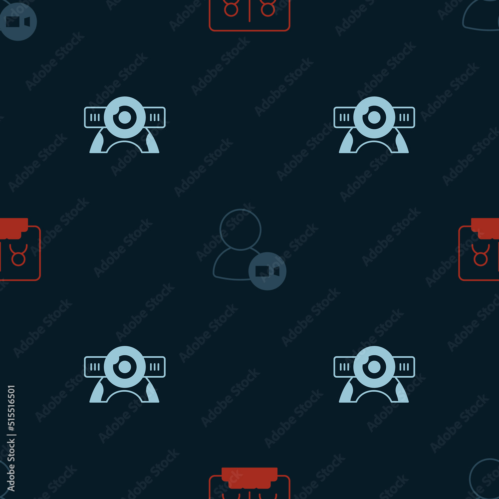 Set Video chat conference, and Web camera on seamless pattern. Vector Set Video chat conference, and Web camera on seamless pattern. Vector
