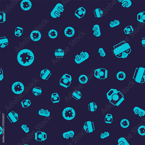 Set Rice in a bowl, Chow mein on plate, Sushi and Asian noodles paper box on seamless pattern. Vector