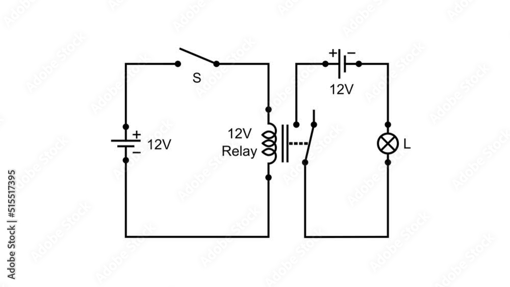 Simple relay symbol scheme electronica animation