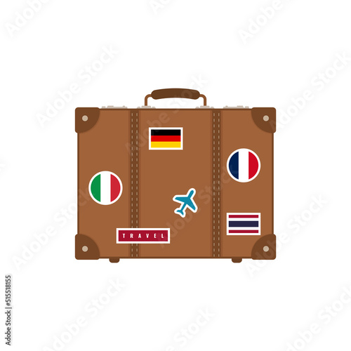 Suitcase. Luggage for travel. Isolated on white background. Vector illustration.