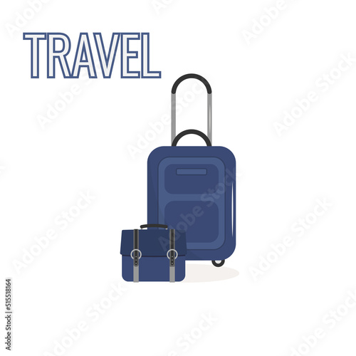 Suitcase. Luggage for travel. Isolated on white background. Vector illustration.