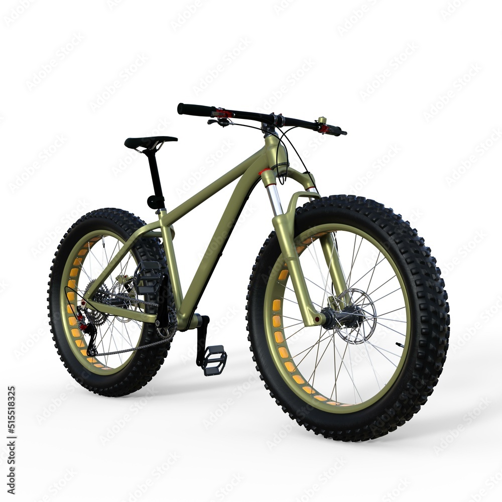 3D-Illustration of a fatbike bicycle over white