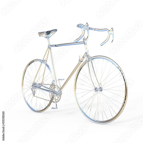 3D-Illustration of a glass bike over white