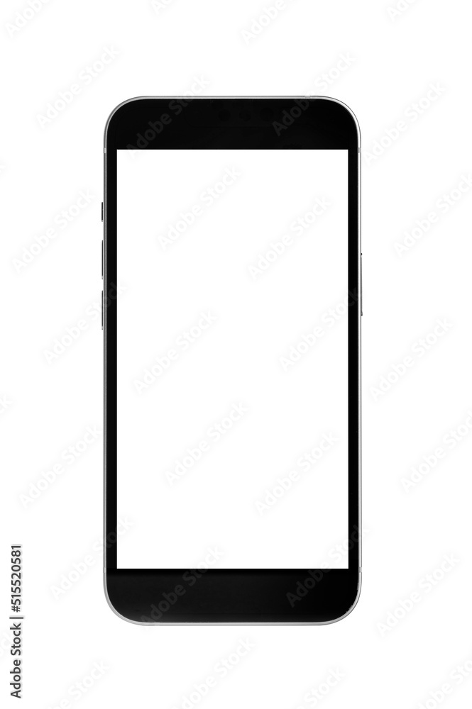 Black smartphone with white screen isolated on white background Black smartphone with white screen isolated on white background