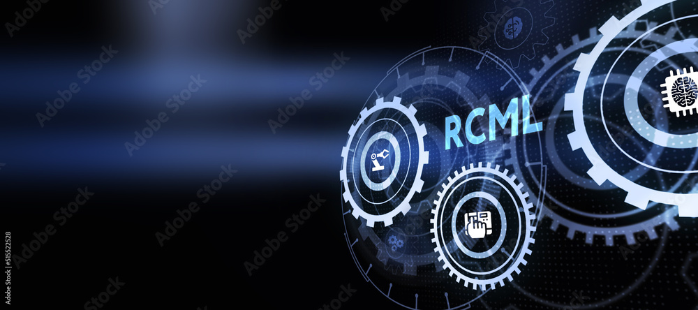 Fototapeta premium Robot Control Meta Language technology concept. RCML. 3d illustration