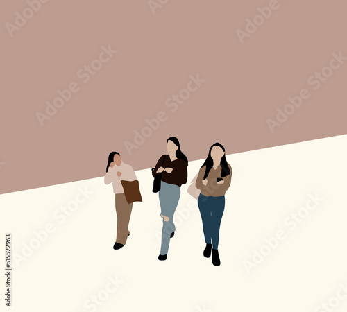 Woman teenage Students Walking Around College Campus. Back to school. Lifestyle, friendship and urban life concepts.