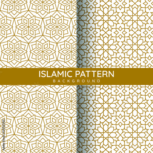 Arabic islamic flat linear pattern collections seamless patterns set decorative geometric style