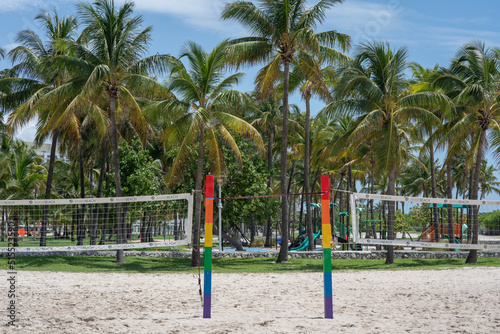Sandy volleyball field on the beach in Miami Beach, Florida © ADLC