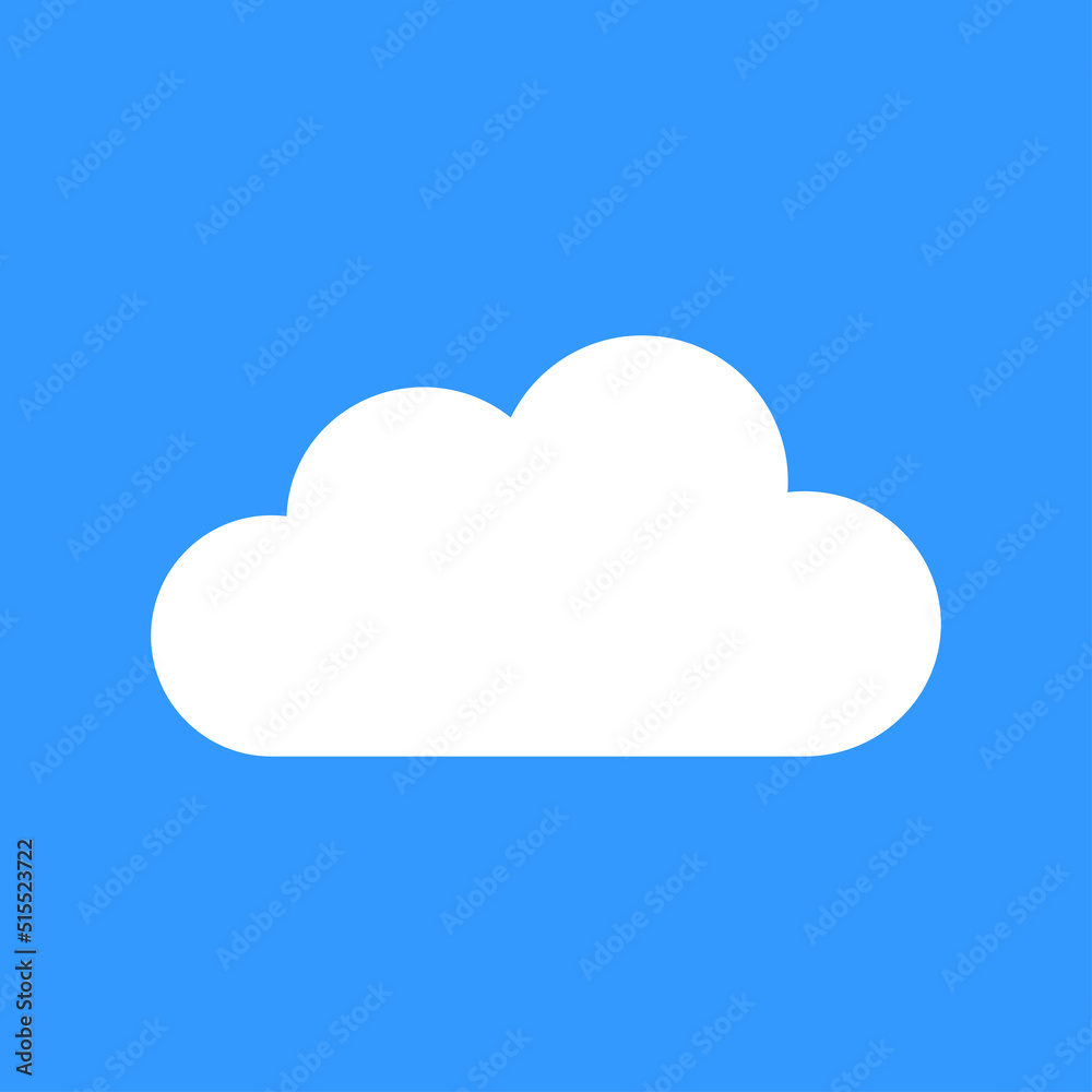 White cloud vector icon on a blue background White cloud vector icon on a blue background