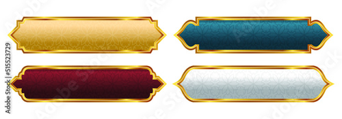 Photographie Luxury golden arabic islamic text box title frame border banner set multiple col