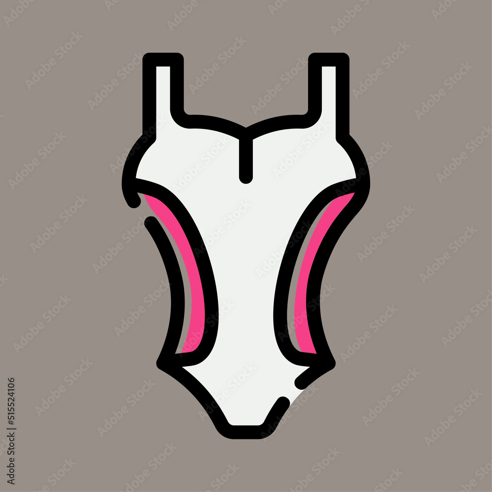 Icon, logo, vector illustration of women's swimsuit isolated on basic color background. one piece swimsuit. suitable for clothing, swimming, sports and swimming pools. Icon, logo, vector illustration of women's swimsuit isolated on basic color background. one piece swimsuit. suitable for clothing, swimming, sports and swimming pools.