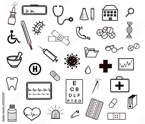 37x Arzt / Krankenhaus / Medizin - Set - Icons Zeichen Sketchnotes Cliparts