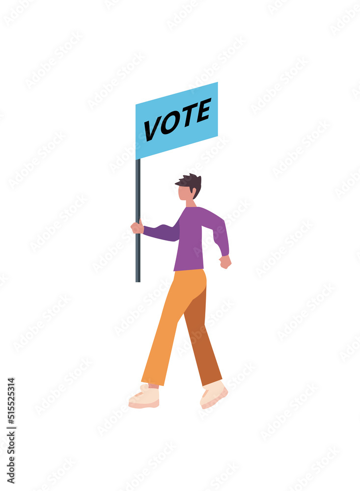 flat man with vote banner flat man with vote banner