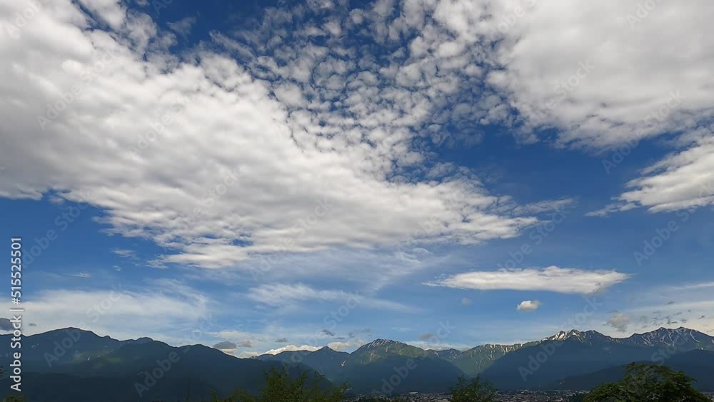 北アルプスと流れる夏の雲・タイムラプス 北アルプスと流れる夏の雲・タイムラプス