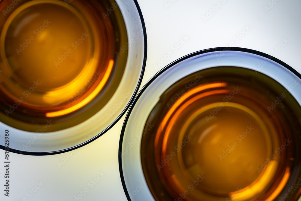 上から撮影した麦茶とグラス / Barley tea taken from above 上から撮影した麦茶とグラス / Barley tea taken from above