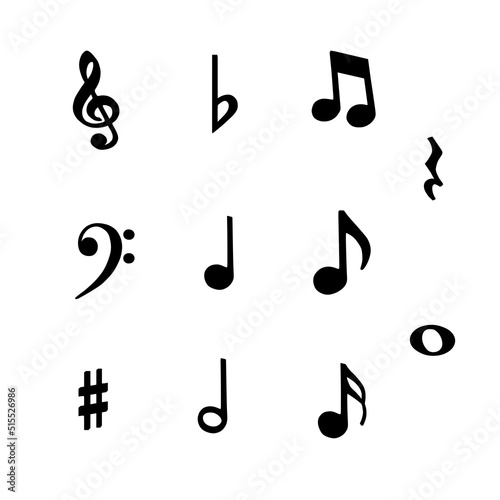 Music Notes icon. Music instrument silhouette. Creative concept design in 
realistic style. illustration on white background.