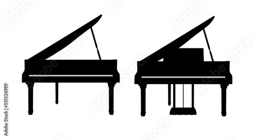 Silhouette Piano icon. Music instrument silhouette. Creative concept design in realistic style. illustration on white background.