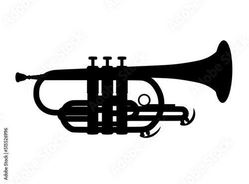 Silhouette Cornet icon. Music instrument silhouette. Creative concept design in realistic style. illustration on white background.