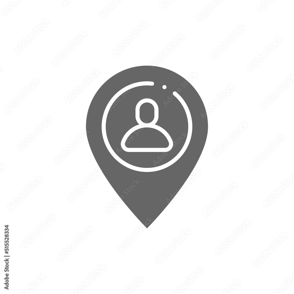 Meeting point glyph icon. User map marker linear style sign for mobile concept and web design. Man location pin glyph vector icon. Venue symbol, logo illustration. Vector graphics Meeting point glyph icon. User map marker linear style sign for mobile concept and web design. Man location pin glyph vector icon. Venue symbol, logo illustration. Vector graphics