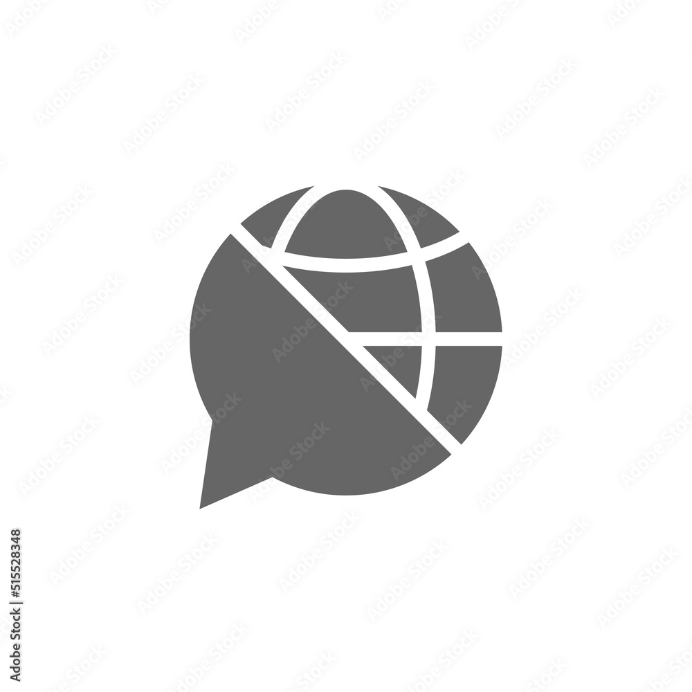 Naklejka premium Translation globe glyph icon, outline vector sign, linear style pictogram isolated on white. Symbol, logo illustration. glyph design. Pixel perfect graphics