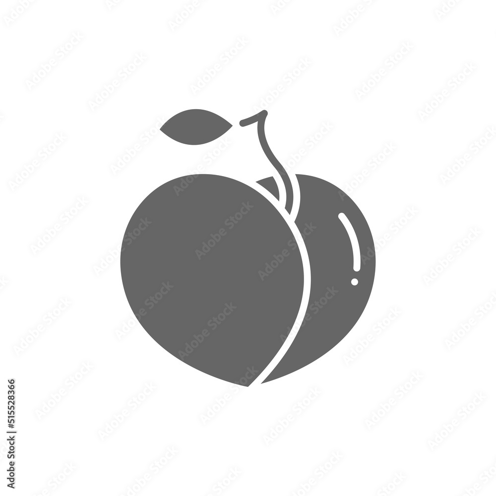 Peach icon vector, filled flat sign, solid pictogram isolated on white, logo illustration Peach icon vector, filled flat sign, solid pictogram isolated on white, logo illustration