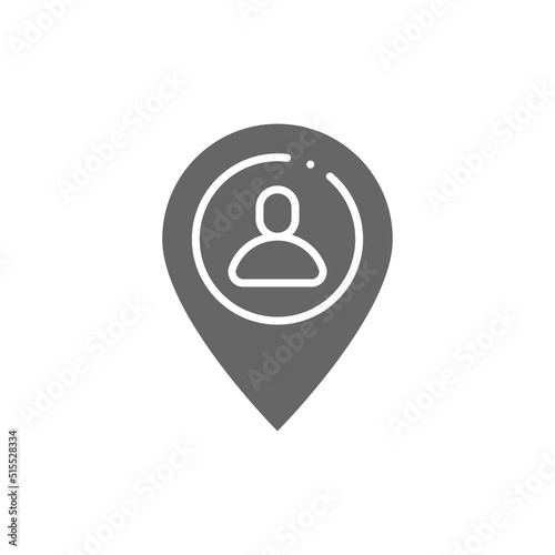 Meeting point glyph icon. User map marker linear style sign for mobile concept and web design. Man location pin glyph vector icon. Venue symbol, logo illustration. Vector graphics
