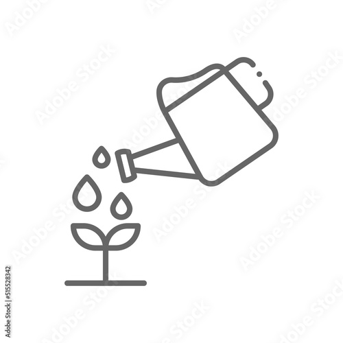 Watering plants outline icon. linear style sign for mobile concept and web design. Garden watering can line vector icon. Symbol, logo illustration. Pixel perfect vector graphics
