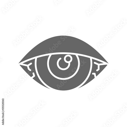 Smoke weed, red eye glyph icon. linear style sign for mobile concept and web design. Stoned eye glyph vector icon. Symbol, logo illustration. Vector graphics